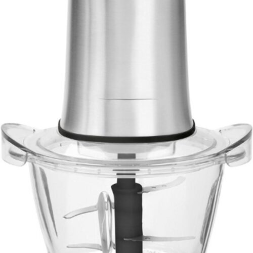 Elektrische Hakmolen - Glazen Kom 1L - 2 Roestvrijstalen Messen - 400 Watt - Zilverkleur - Multifunctionele Hakmolen