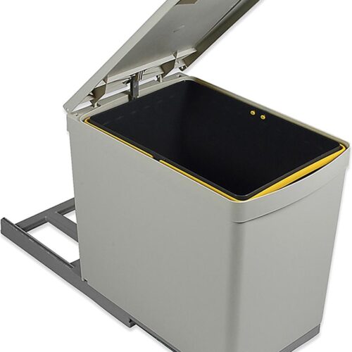 Emuca Afvalbak 16l- Prullenbak Grijs/beige - Inbouw Afvalemmer voor Keukenkast.