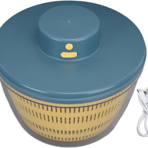 Fruit- en Groentewasmachine - 4L Elektrische Slacentrifuge met Kom en Vergiet - Oplaadbare Multi-Use Slaspinner - Groentedroger Fruitreiniger Apparaat voor Keuken (Blauw)