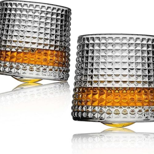 Kristallen whiskyglas set - sferisch profiel - 360 graden rotatie - netwerktextuur