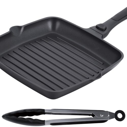 My Ninki ® Multifunctionele Vierkante Grillpan met Steencoating en Afneembare Handgreep voor Inductie en Oven