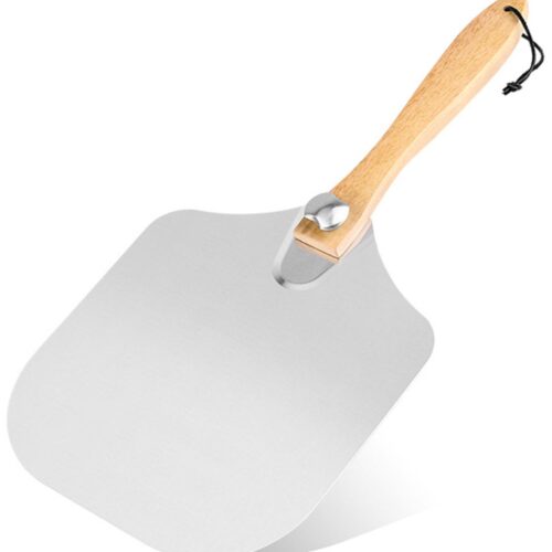 Pizzaschep RVS - Met Acaciahouten Handvat - Ook voor Brood - Vaatwasmachinebestendig - Multifunctioneel Bakgereedschap - Voor Pizza Bakkers - Zilver/Hout - 1 stuk