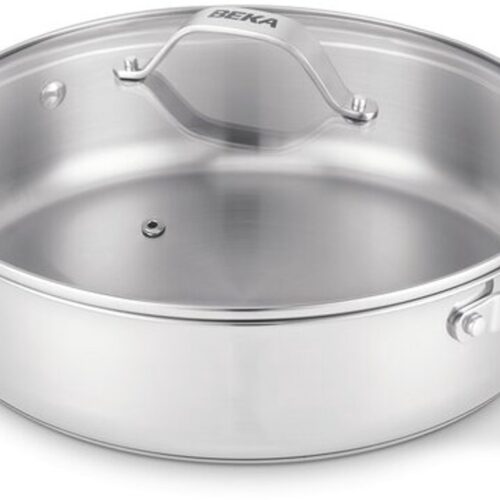 Beka Cicla Sauteerpan - Hapjespan ⌀ 28cm - met Deksel uit glas - Gerecycleerd RVS - PFAS-vrij - 2 stevige handvaten - Geschikt voor inductie & vaatwasser