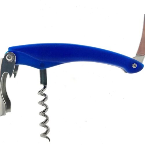 Benson Multifunctioneel kelnersmes - kurkentrekker en flessenopener - blauw - ergonomische grip
