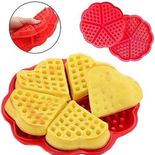 *** Hartjes Vorm Wafelmaker - Wafelmal - Cake-Wafelijzer-5 Wafels - Rood - van Heble® ***