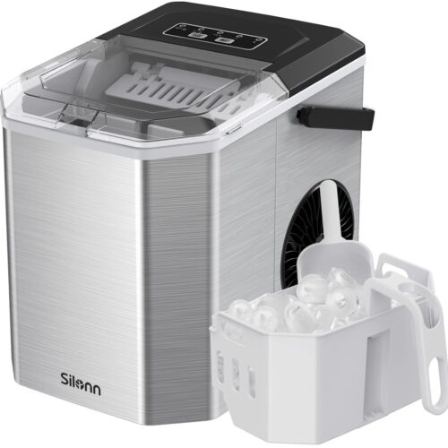 Kleine IJsblokjesmachine met Draaggreep - Zelfreinigend, 9 IJsblokjes in 6 Minuten, Ideaal voor Thuis en Camping