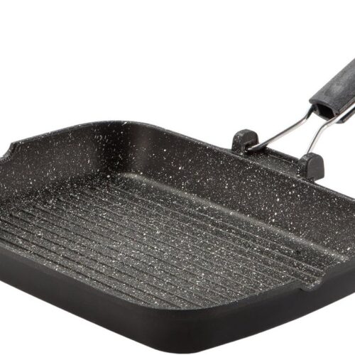Rechthoekige Grillpan met Vouwbare Handgreep voor Gezond Grillen en Braden