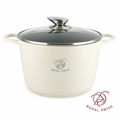 Royal Swiss® - pan - Soeppan Inductie - Braadpan Inductie Met Afneembare Handvatten ⌀ 28 cm / 10 Liter - beige| Duurzame en veelzijdige pan voor al uw kookbehoeften