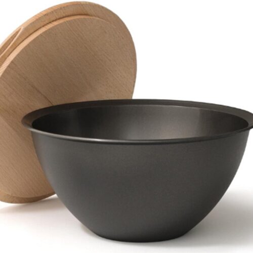 Saladekommen Set Met Houten Deksel - 4L Grote Kommen Van Kunststof - BPA-vrij, Antraciet Zwart - Ideaal Voor Salades, Snacks En Meer