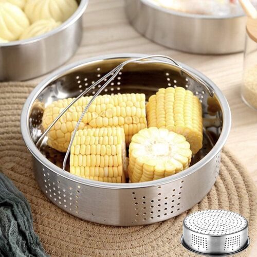 Stoomkoker voor groenten, stoompan van roestvrij staal, stoompan in stoompan, geschikt voor rijstkokers, instant potten, snelkookpannen en verschillende kooktypes