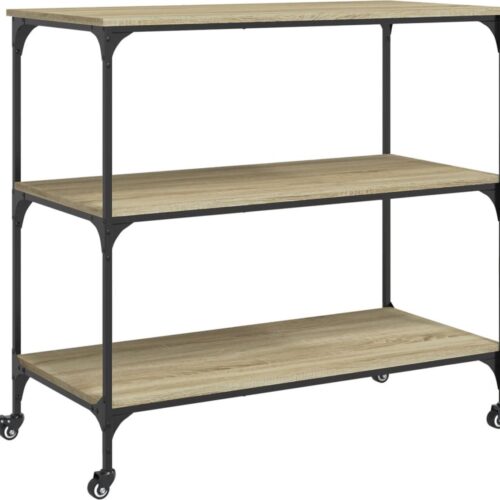 vidaXL - Keukentrolley - 102x50x95 - cm - bewerkt - hout - sonoma - eikenkleurig