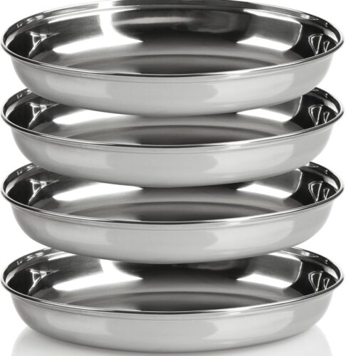 4 x ovale schaal - metalen serveerservies voor mezze of antipasti - schalen als plank - glanzende decoratieve schaal voor het presenteren van fruit en snacks (4 x 26 cm)