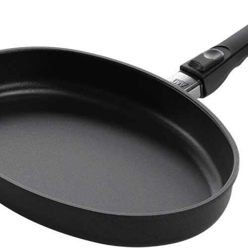 AMT Gastroguss Vispan met Grilloppervlak - Inductiegeschikt - Krasbestendig - 35x24 cm