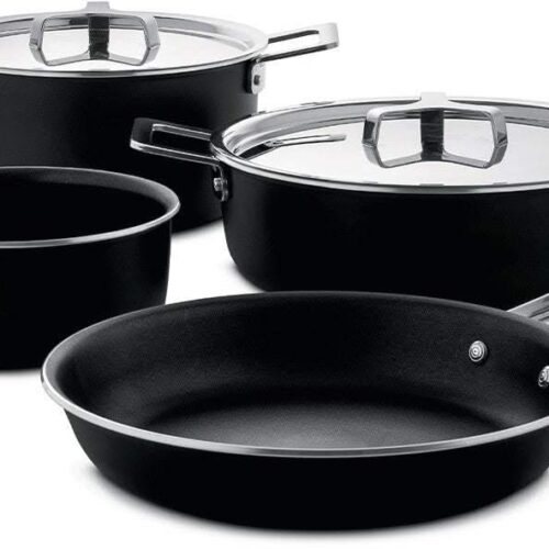 Alessi Pannenset Pots&Pans - AJM100S6 A - Zwart - door Jasper Morrison - 4 Delig