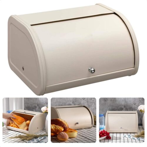 Broodtrommel - Ruimtebesparend - Verhouddoos - Brooddoos - Brood Bewaren - 25 cm - Beige - Met Schuifdeksel - Inclusief EBOOK