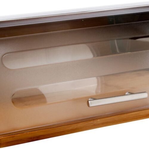 Broodtrommel met Rolluik - Bamboe hout brooddoos met Kunststof Schuifdeksel - Brood vers bewaren - Afm 39 x26.5 x15.5