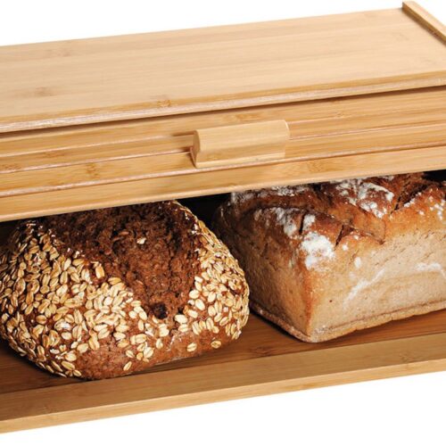 Broodtrommel met rolluik - FSC® Bamboe houten brooddoos met Schuifdeksel - Broodtrommel - Brood bewaren en vers houden
