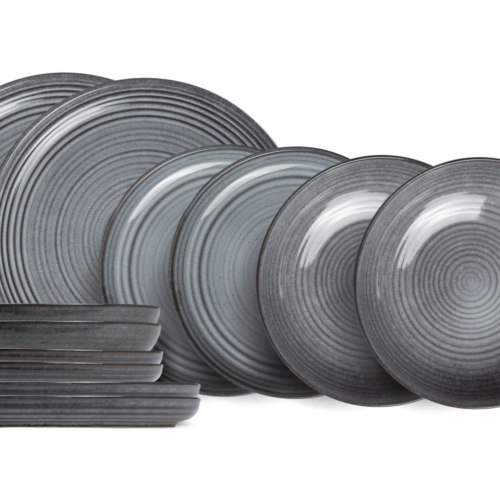 Cosy & Trendy Serviesset Kentucky Grey - 12-delig / 4 personen - 4 dinerborden, 4 ontbijtborden en 4 diepe borden