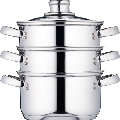 DailySupplies® Stoompan - Stoommandje - Stoofpan 5L - 3 Laags - Zilver