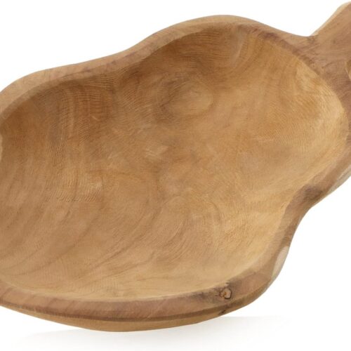 Decoratieve schaal van teakhout, handgemaakt houten dienblad voor kamerdecoratie, teakschaal voor fruit en snacks, woonaccessoire (schaal ovaal - teakhout