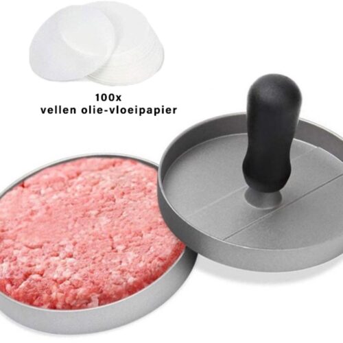 Hamburgerpers en Hamburgermaker - hamburger pers - Smash Burger - 100 vellen olie-vloeipapier - Strakke Grillgroeven - BBQ Accesoires - BBQ Gereedschap - Barbecue Accessoires