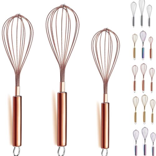 Ibenzoa® Set van Drie Roségouden Keukenmixers met Titanium Coating, 20cm - 30cm, 3 Verpakkingen