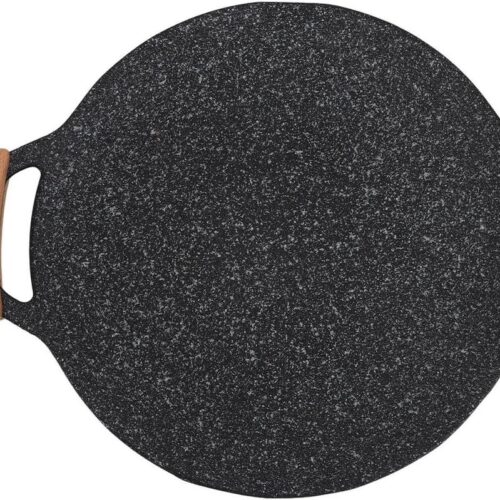 Inovra Plus - Ronde Koreaanse Grillpan met Anti-aanbaklaag en Handgrepen - Multifunctionele Koekenpan om Binnen en Buiten te Grillen - Kleine Gietijzeren Bakplaat