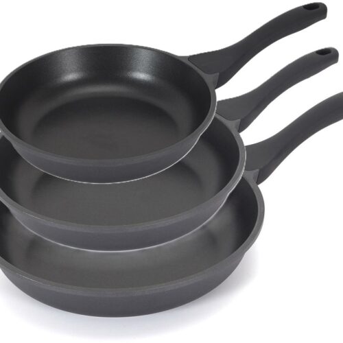 Koekenpan/hapjespan Cast Iron - 2x - Alle warmtebronnen - Zwart - 20 24 en 28 cm - gietijzer