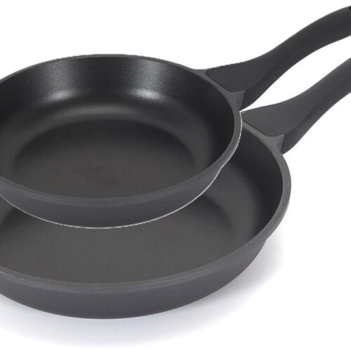 Koekenpan/hapjespan Cast Iron - 2x - Alle warmtebronnen - Zwart - 20 en 28 cm - gietijzer