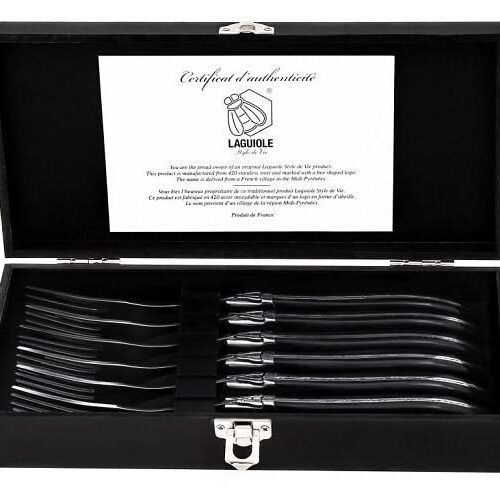 Laguiole Style de Vie Steakvorken Luxury Line Zwart Ebbenhout - 6 stuks
