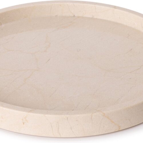 MOOISA - Marmer dienblad rond met rand beige - Tray Ø30cm - MOOISA - rond marmer dienblad - vierkant marmer dienblad - decoratie schaal - tapasplank - serveerplank