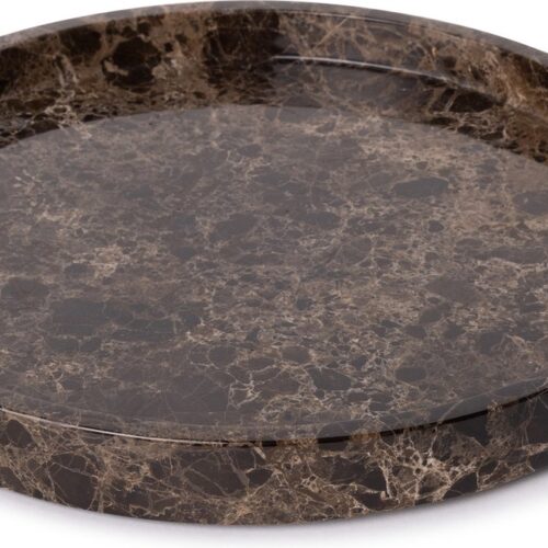 MOOISA - Marmer dienblad rond met rand bruin - Tray Ø30cm - MOOISA - rond marmer dienblad - vierkant marmer dienblad - decoratie schaal - tapasplank - serveerplank