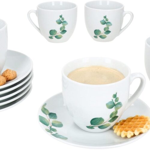 MamboCat MamboCat Set 6 eucalyptus kop schotel porselein 6 person