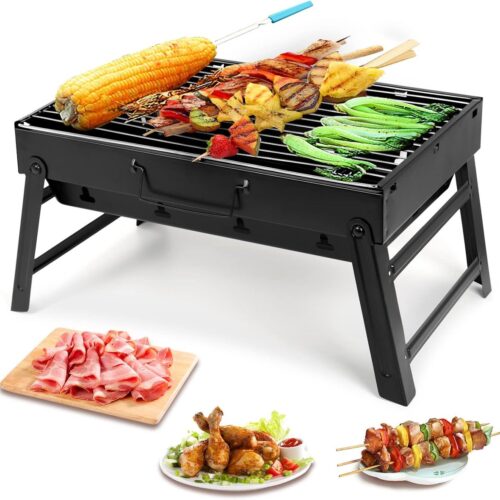Opvouwbare tafel bbq - Smokerbarbecues - Tafelbarbecue houtskool - Smoker mini barbecue - Houtskoolbarbecues - Camping barbecues - BBQ Grill - Barbeque - Tafelbarbecues - Grilloppervlak (L x B) 44.5 x 31.5cm