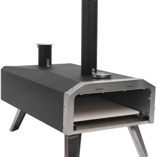 Romellar Houtgestookte Outdoor Pizza Oven - Draagbare 12 Inch RVS Pizzamaker met Thermometer, Schoorsteen en Opvouwbare Poten - Voor Tuin, Camping & BBQ - Tot 400°C