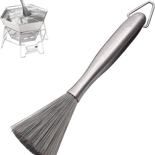 SNQ Grillborstel - Roestvrij Staal Met Extra Lange Borstelharen En Lange Steel Voor Het Reinigen Van Vaat - Wafelijzers - Tosti-Ijzers - Frituurpannen - Pannen - Ovens En Grills - Zilver