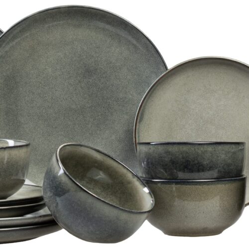 Salt & Pepper Serviesset Meridian - Groen/Blauw - 16-delig / 4 personen - 4 dinerborden, 4 ontbijtborden, 4 kommen en 4 kopjes