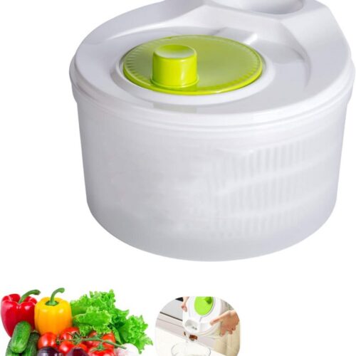 Slacentrifuge - 5 L - Afvoermandje - Keukenzeef - Slacentrifuge Met Deksel - Grote Slacentrifuge - Plastic Pp Bpa-Vrij - Slacentrifuge Voor Het Wassen En Spoelen Van Salade Met Zwengelaandrijving
