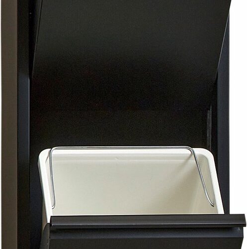 VEEHAUS® - Allen - Prullenbak 2 vakken - Afvalemmer 30 Liter (2x 15L) - Zwart - 2-vaks Prullenbak Afvalscheiding - Afvalbak Metaal - Hygiënisch Recyclen - Afval Scheiden - Prullenbak