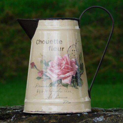 Vintage Melkkan met Roos - Chouette Fleur