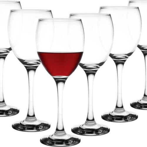 Wijnglas, 0,3 liter, voor rode wijn, wijnglazen, set van 6 glazen voor rode wijn, witte wijn, rode wijnglazen, witte wijnglazen, wijnglazen, kelk, glas, vaatwasmachinebestendig, transparant, 6 x 300 ml