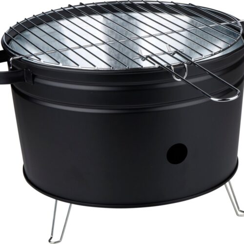 alpina Tafelbarbecue Houtskool - Compacte BBQ Grill - Houtskoolbarbecue Grillplaat 35 cm - Lichtgewicht Tafel BBQ Houtskool - Roestvrijstaal