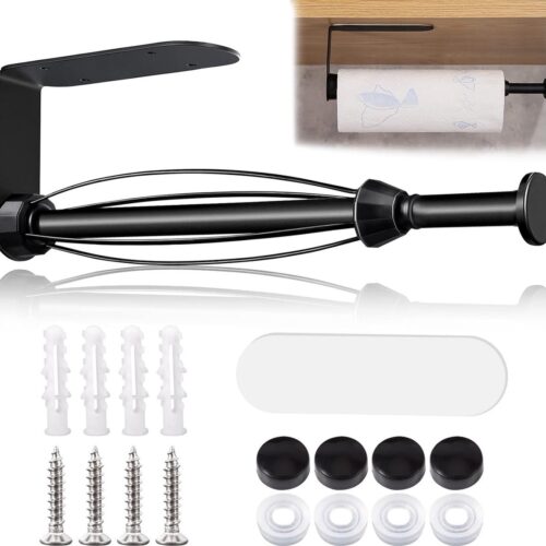 keukenrolhouder zwart, roestvrijstalen keukenrolhouder met één hand, zonder boren, zelfklevend en boorbare keukenrolhouder voor keuken, badkamer