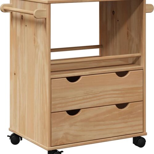 vidaXL - Keukentrolley - OTTA - 59x45x80 - cm - massief - grenenhout