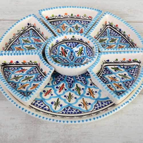 8 delig Tapas schaal Turquoise blue fine Ø 30 cm | TS.BC.35 | Dishes & Deco