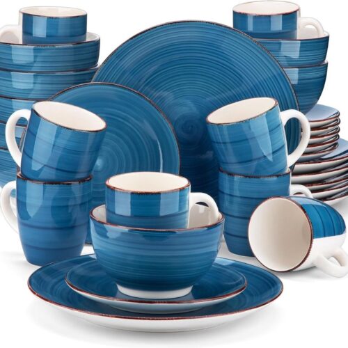 ApexArte® Serviesset 8 Persoons - Serviessets - Bordenset - Chique Bordenset - Porselein - Blauw