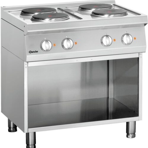 Bartscher Elektrisch Fornuis 700- B800- 4-pits- OO - 10-4 kW - Open Onderbouw - 800x700x850mm - Horeca Fornuis