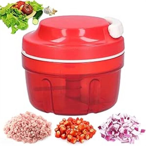 Blender-Hakmolen handmatig - groentehakker -Handmatige Foodprocessor - Uienhakker zonder tranen - Voor Groentesnijden en Pureren - Rood - 1 Stuk