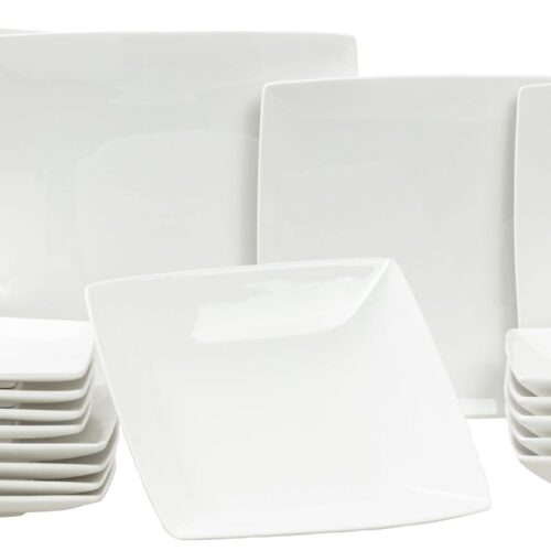 BonBistro Serviesset Yong Squito - Wit - 18-delig / 6 personen - 6 dinerborden, 6 diepe borden en 6 platte borden