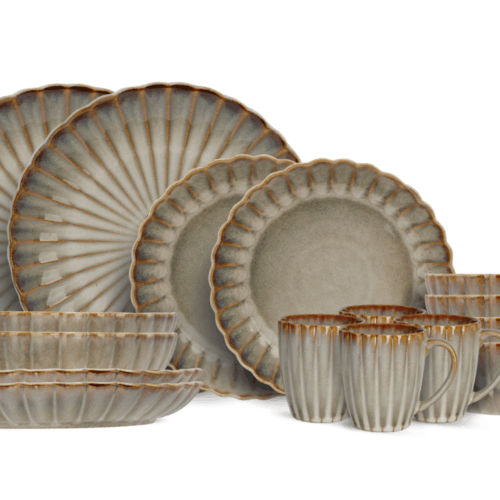 Cosy & Trendy Serviesset Astera Pearl 16-delig / 4 personen - 4 dinerborden, 4 diepe borden, 4 kommen en 4 mokken